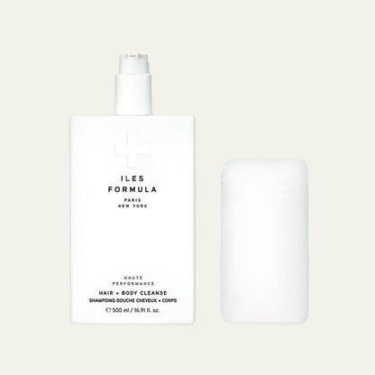 Nettoyant 2-en-1 cheveux & corps avec éponge naturelle